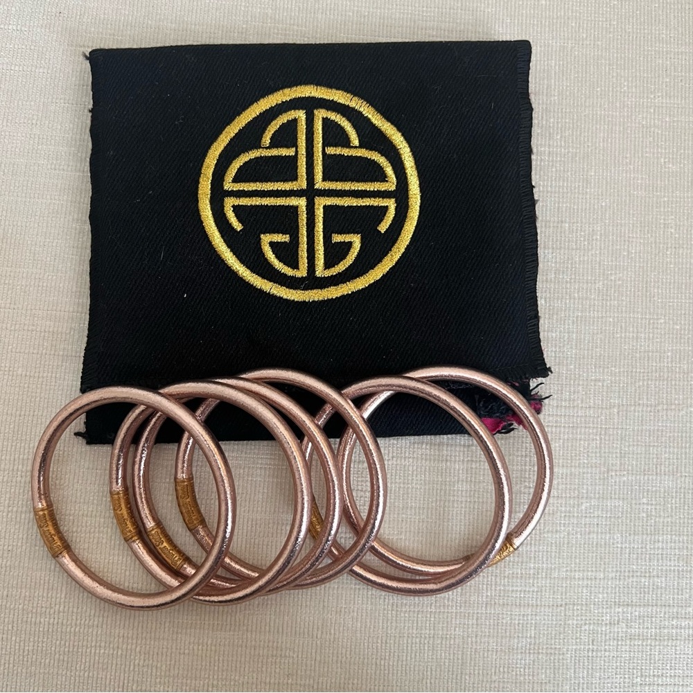 Budhagirl Champagne All-Weather Bangles- Set of 6 - Serenity Prayer